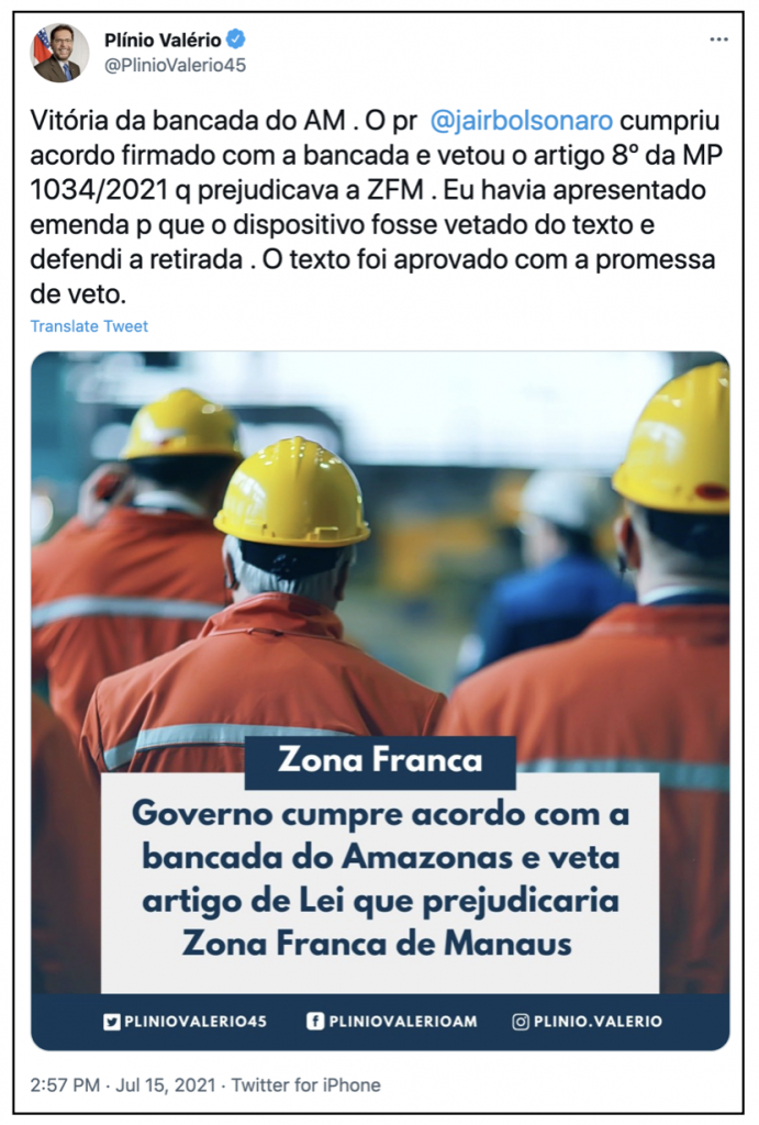 Bolsonaro maintains tax exemption for Manaus Free Trade Zone fuels