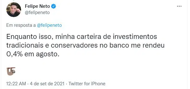 Felipe Neto doubles his investments in Solana and Ethereum