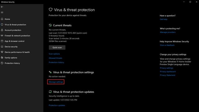 Manage settings.
