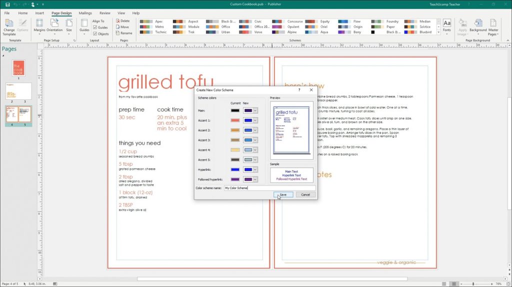 apply Publisher 2 font schemes