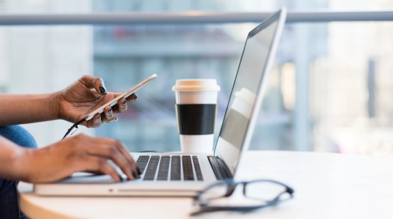computer and coffee