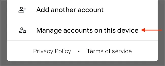 Manage accounts on this device.