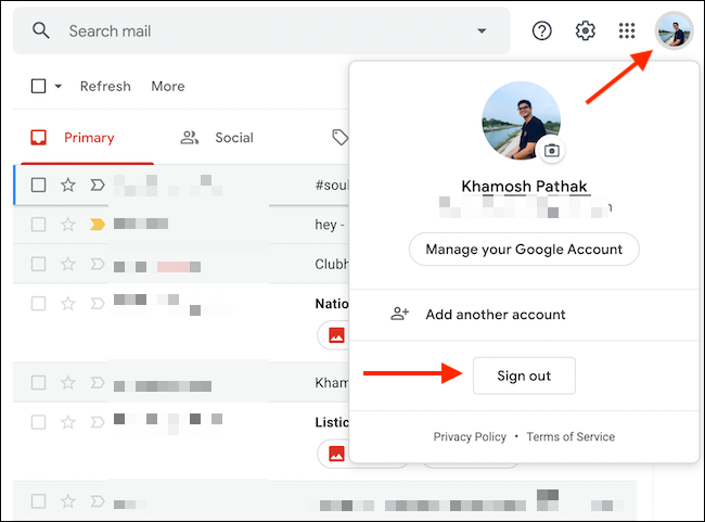 Sign out of Gmail
