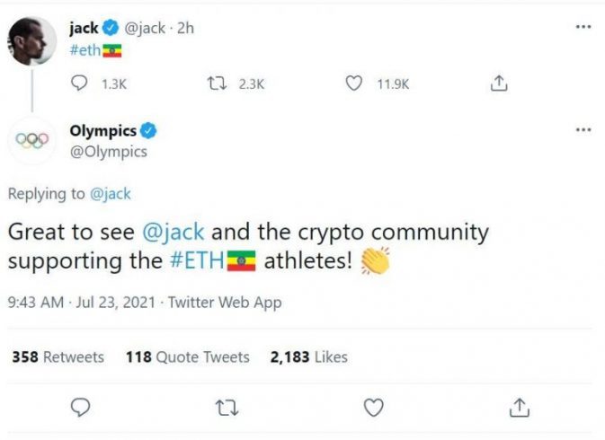Jack Dorsey Publishes ETH Symbol – Only Not.  Source: Reproduction.