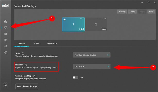 Learn how to rotate a PC screen from the Intel Dashboard.