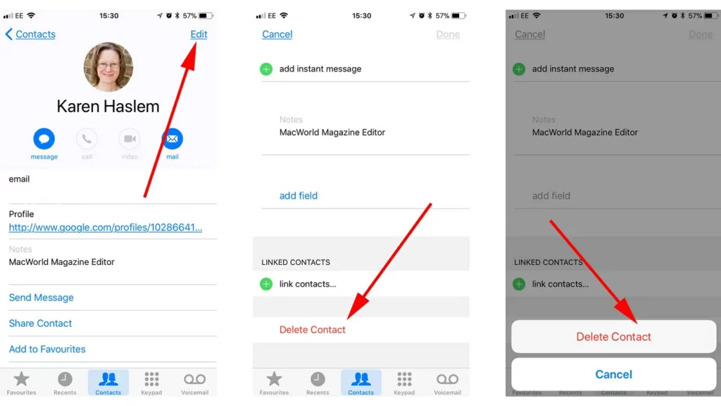 delete iPhone contacts 1.5