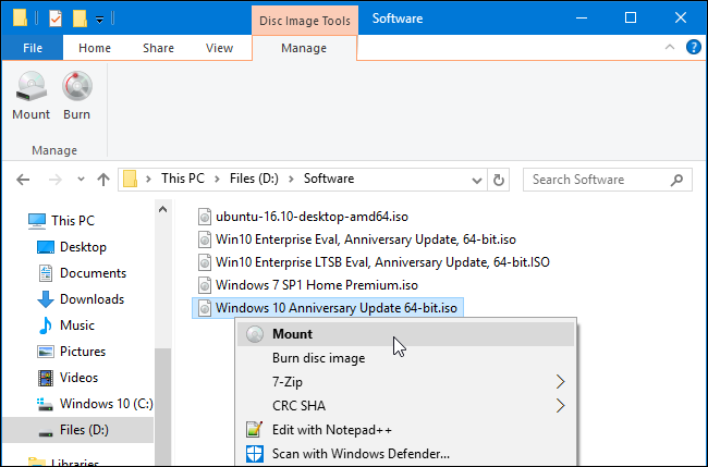 mount ISO image Windows 2