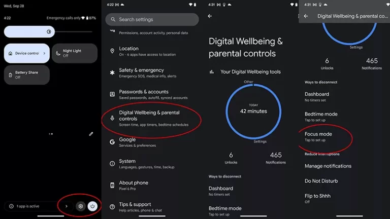 How to set focus mode in Android 13?