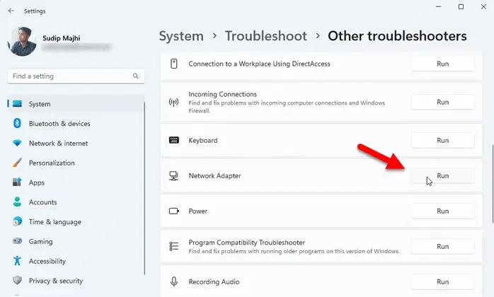 Network Adapter Troubleshooter