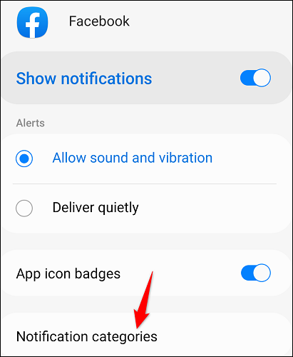 Notification categories.