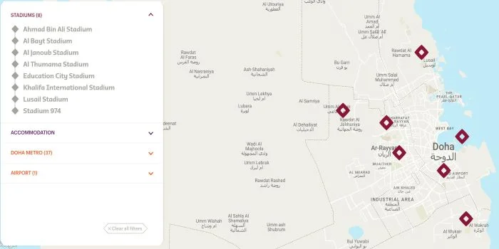 Pages with maps of the World Cup Qatar 2022