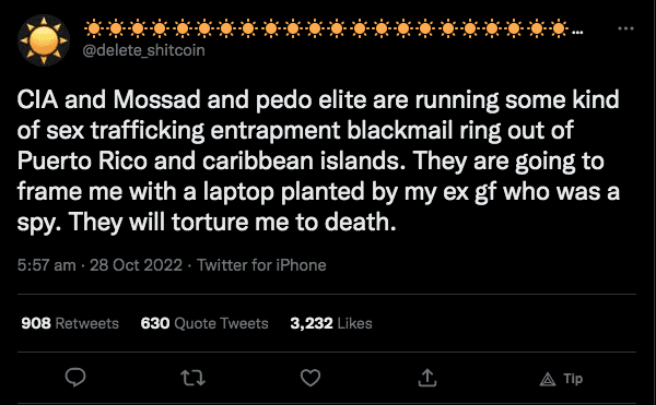 Last tweet written by Muchgian before his death.