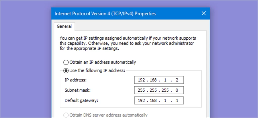 assign static IP address 2